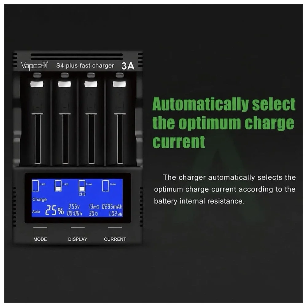 Battery Charger Universal 4 Bay Intelligent Quick Charger With LCD Display Indep